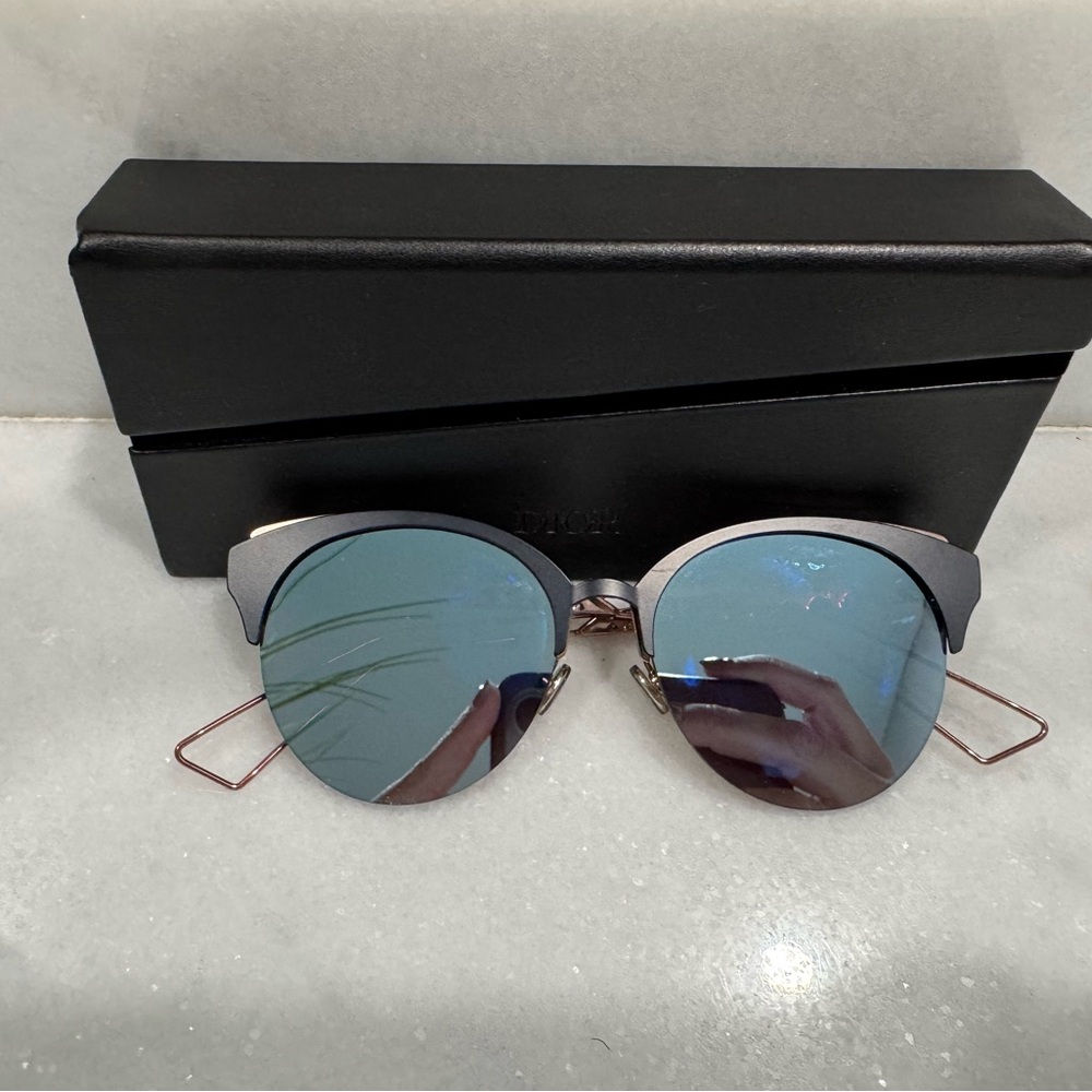 Dior Blue and Gold Sunglasses - Picture 1 of 6